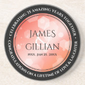 Elegant 35th Coral Wedding Jubileum Celebration Zandsteen Onderzetter (Voorkant)