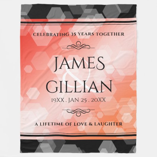 Elegant 35th Coral Wedding Jubileum Fleece Blan (Voorkant)