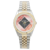 Elegant 35th Coral Wedding Jubileum Horloge (Voorkant)