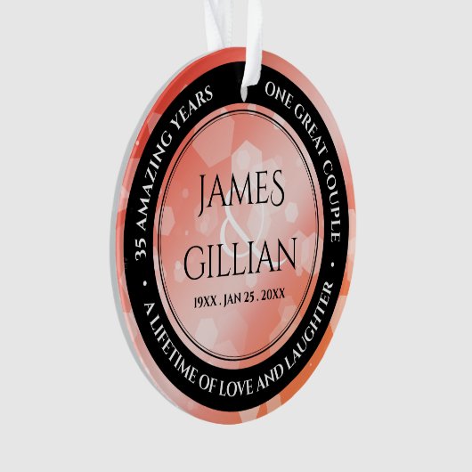 Elegant 35th Coral Wedding Jubileum Ornament (voorkant)