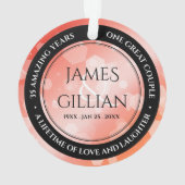 Elegant 35th Coral Wedding Jubileum Ornament (achterkant)