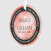 Elegant 35th Coral Wedding Jubileum Ornament (voorkant)