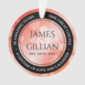 Elegant 35th Coral Wedding Jubileum Ornament (voorkant)