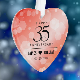 Elegant 35th Coral Wedding Jubileum Ornament