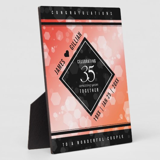 Elegant 35th Coral Wedding Jubileum Plaque Fotoplaat (Zijkant)