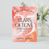 Elegant 35th Coral Wedding Jubileum Table Kaart (Staand voorkant)