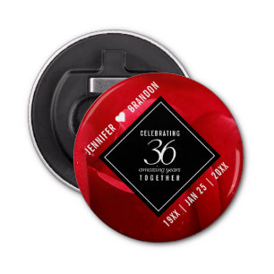 Elegant 36th Roos Wedding Jubileum Celebration Button Flesopener