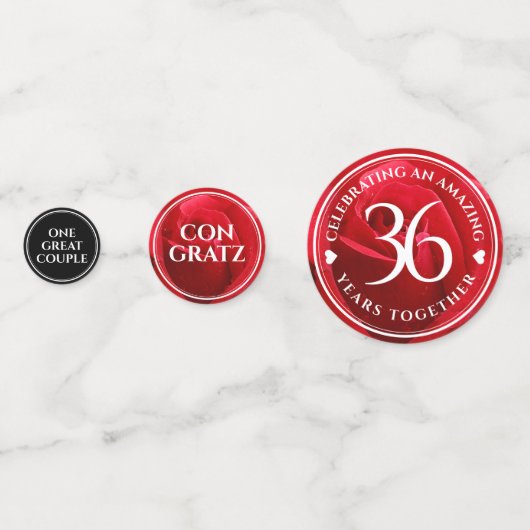 Elegant 36th Roos Wedding Jubileum Celebration Confetti (Voorkanten)
