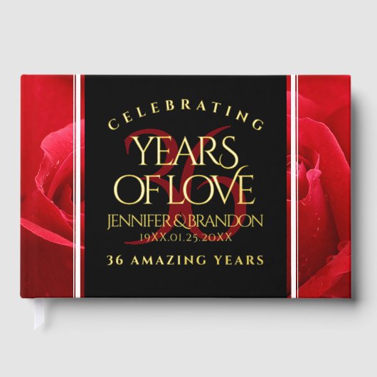 Elegant 36th Roos Wedding Jubileum Celebration Gastenboek (Voorkant)