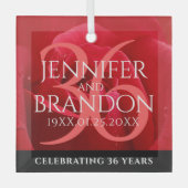 Elegant 36th Roos Wedding Jubileum Celebration Glas Ornament (Voorkant)