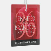 Elegant 36th Roos Wedding Jubileum Celebration Glas Ornament (Voorkant Rechts)