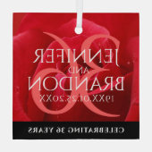 Elegant 36th Roos Wedding Jubileum Celebration Glas Ornament (Achterkant)