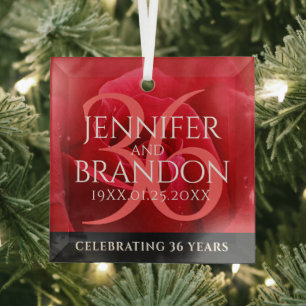 Elegant 36th Roos Wedding Jubileum Celebration Glas Ornament