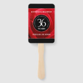 Elegant 36th Roos Wedding Jubileum Celebration Handwaaier (Achterkant)