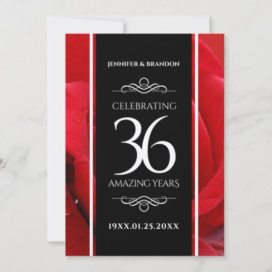 Elegant 36th Roos Wedding Jubileum Celebration Kaart (Voorkant)