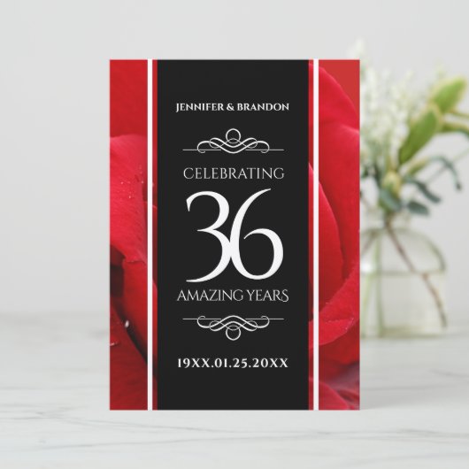 Elegant 36th Roos Wedding Jubileum Celebration Kaart (Staand voorkant)