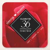 Elegant 36th Roos Wedding Jubileum Celebration Kartonnen Onderzetters (Voorkant)