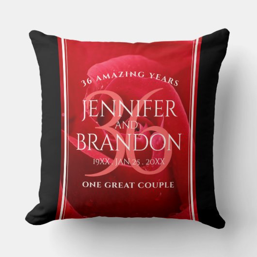 Elegant 36th Roos Wedding Jubileum Celebration Kussen (Voorkant)