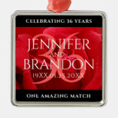 Elegant 36th Roos Wedding Jubileum Celebration Metalen Ornament (Voorkant)