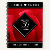 Elegant 36th Roos Wedding Jubileum Celebration Notitieboek (Voorkant)