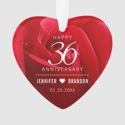 Elegant 36th Roos Wedding Jubileum Celebration Ornament (voorkant)