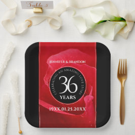 Elegant 36th Roos Wedding Jubileum Celebration Papieren Bordje