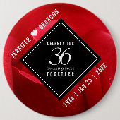Elegant 36th Roos Wedding Jubileum Celebration Ronde Button 6,0 Cm (Voorkant)