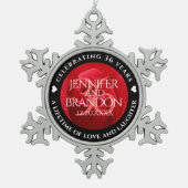 Elegant 36th Roos Wedding Jubileum Celebration Tin Sneeuwvlok Ornament (Voorkant)