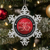 Elegant 36th Roos Wedding Jubileum Celebration Tin Sneeuwvlok Ornament