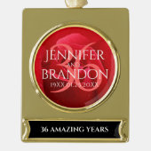 Elegant 36th Roos Wedding Jubileum Celebration Verguld Banner Ornament (Voorkant)