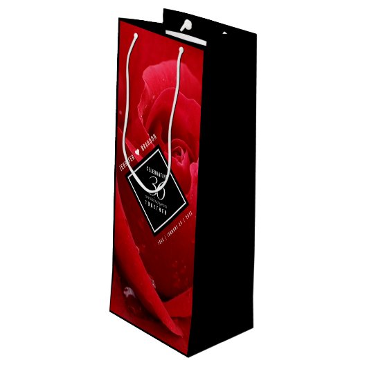 Elegant 36th Roos Wedding Jubileum Celebration Wijn Cadeautas (Achterkant Gekanteld)