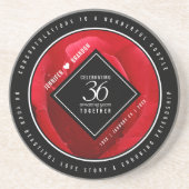 Elegant 36th Roos Wedding Jubileum Celebration Zandsteen Onderzetter (Voorkant)