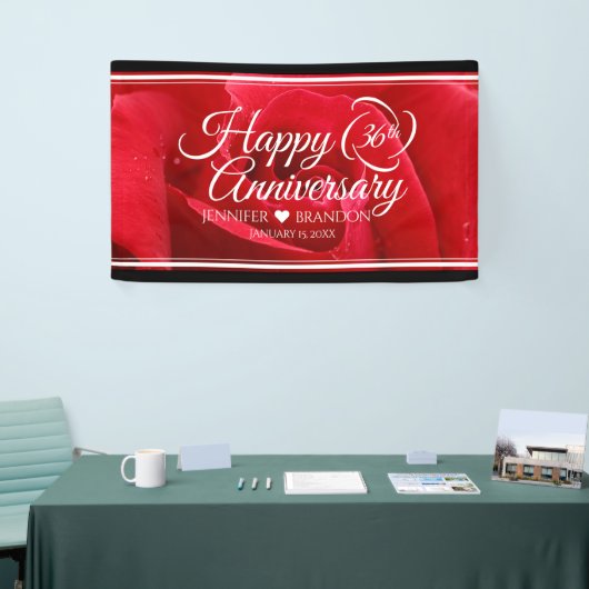 Elegant 36th Roos Wedding Jubileum Spandoek (Beurs)