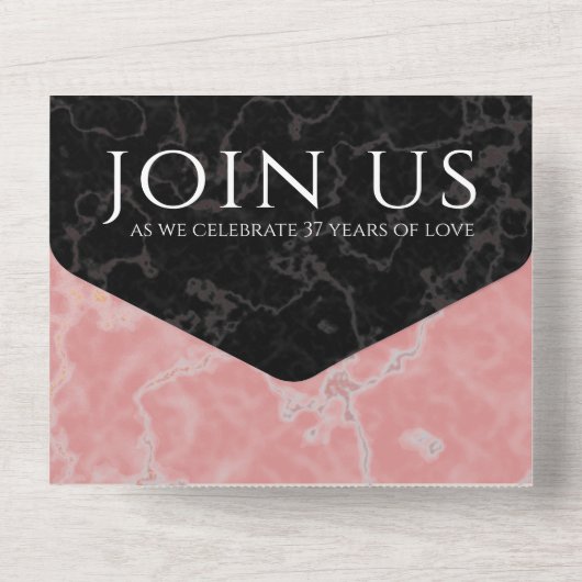 Elegant 37th Alabaster Wedding Jubileum All In One Uitnodiging (Achterkant)