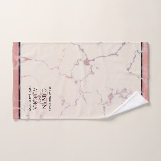 Elegant 37th Alabaster Wedding Jubileum Bad Handdoek (Handdoek)