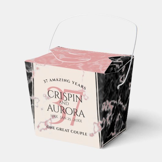 Elegant 37th Alabaster Wedding Jubileum Bedankdoosjes (Voorkant Zijde)