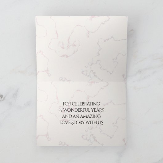 Elegant 37th Alabaster Wedding Jubileum Bedankkaart (Binnen)