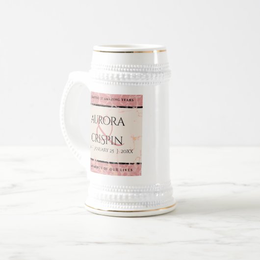 Elegant 37th Alabaster Wedding Jubileum Bierpul (Voorkant links)