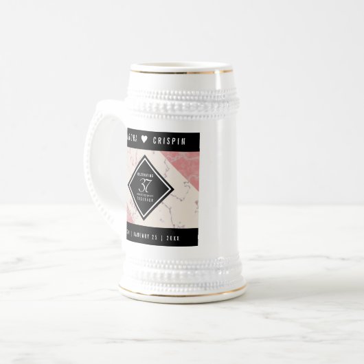 Elegant 37th Alabaster Wedding Jubileum Bierpul (Voorkant links)