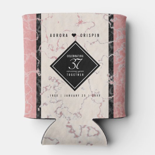 Elegant 37th Alabaster Wedding Jubileum Blikjeskoeler (Achterkant)