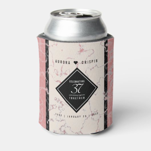 Elegant 37th Alabaster Wedding Jubileum Blikjeskoeler (Blikje Achterkant)