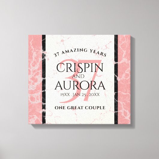 Elegant 37th Alabaster Wedding Jubileum Canvas Afdruk (Voorkant)