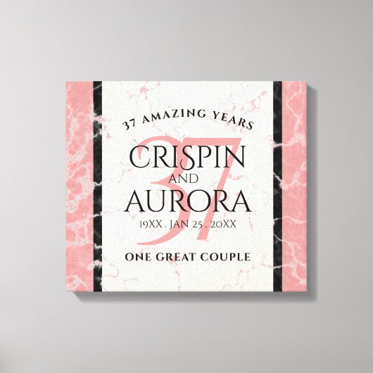 Elegant 37th Alabaster Wedding Jubileum Canvas Afdruk (Voorkant)