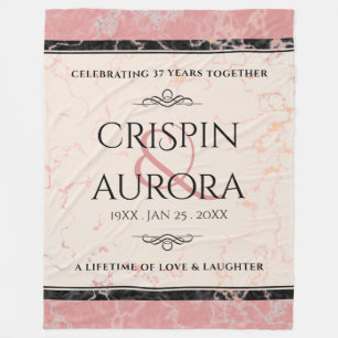 Elegant 37th Alabaster Wedding Jubileum Fleece Deken