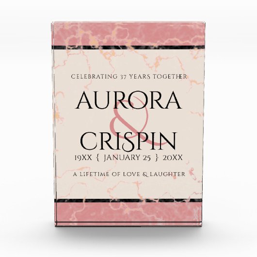 Elegant 37th Alabaster Wedding Jubileum Fotoblokken (Voorkant)