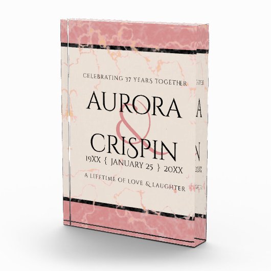 Elegant 37th Alabaster Wedding Jubileum Fotoblokken (Rechts)