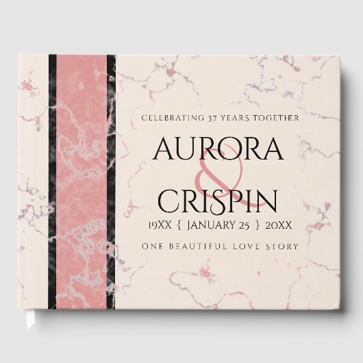 Elegant 37th Alabaster Wedding Jubileum Gastenboek (Voorkant)