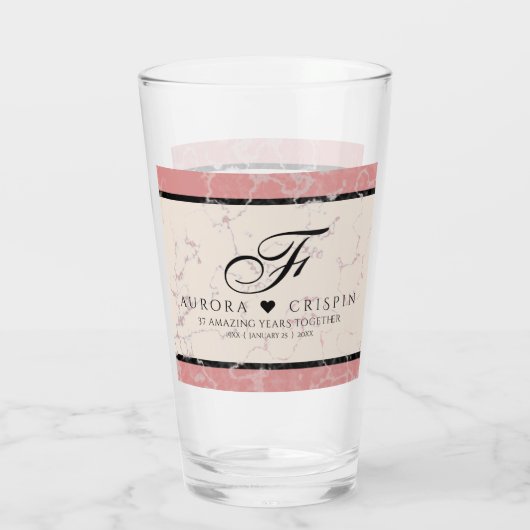 Elegant 37th Alabaster Wedding Jubileum Glas (Achterkant)