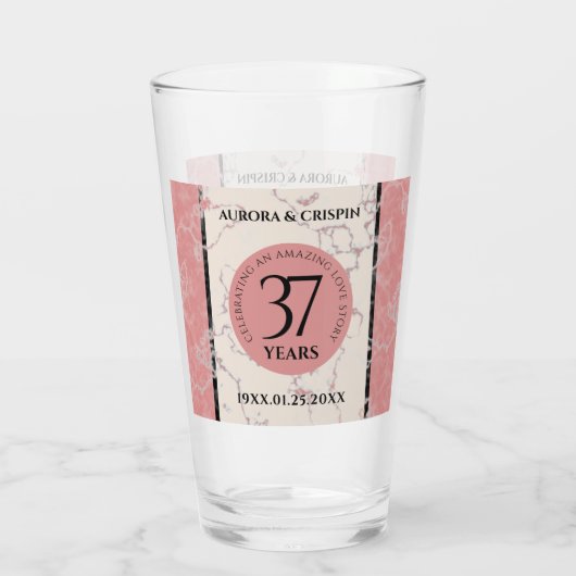 Elegant 37th Alabaster Wedding Jubileum Glas (Achterkant)