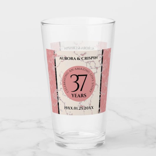 Elegant 37th Alabaster Wedding Jubileum Glas (Voorkant)
